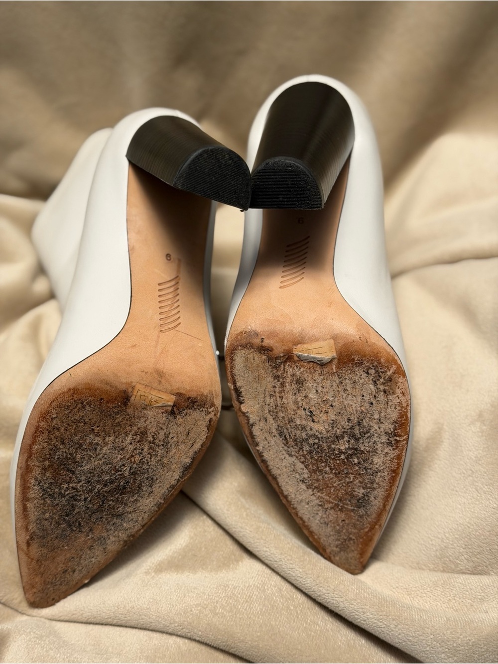 PAIGE White Leather “Katie” Pointed Ankle Zip Booties with Ring Pull - Picture 11 of 12